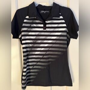 Nike Black and White Striped Polo